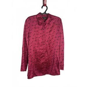 90s Calvin Klein Pink Silk Button Blouse